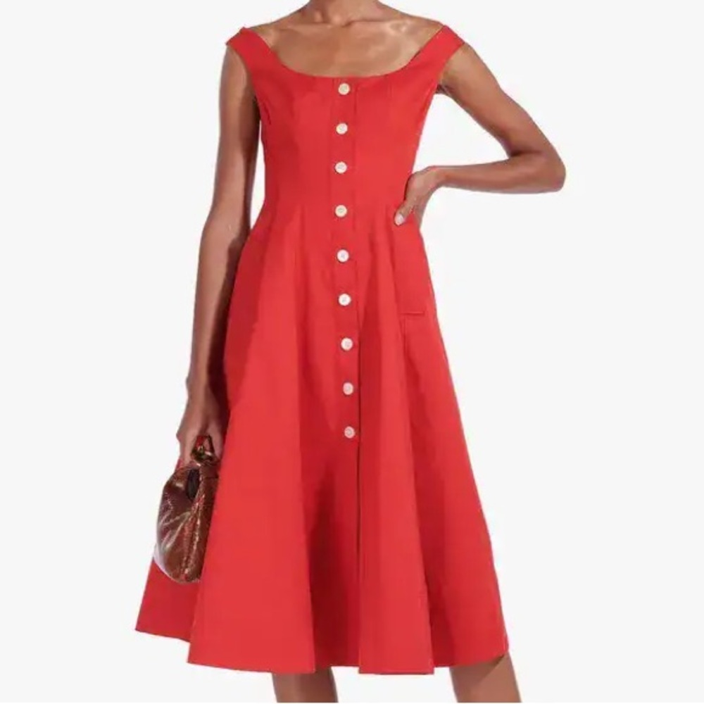 STAUD Loretta Midi Dress Tomato Red
